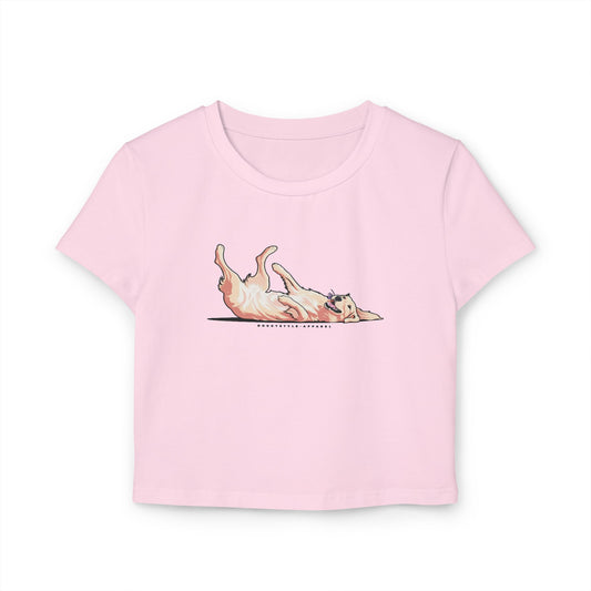 Playful Golden Retriever Crop Tee