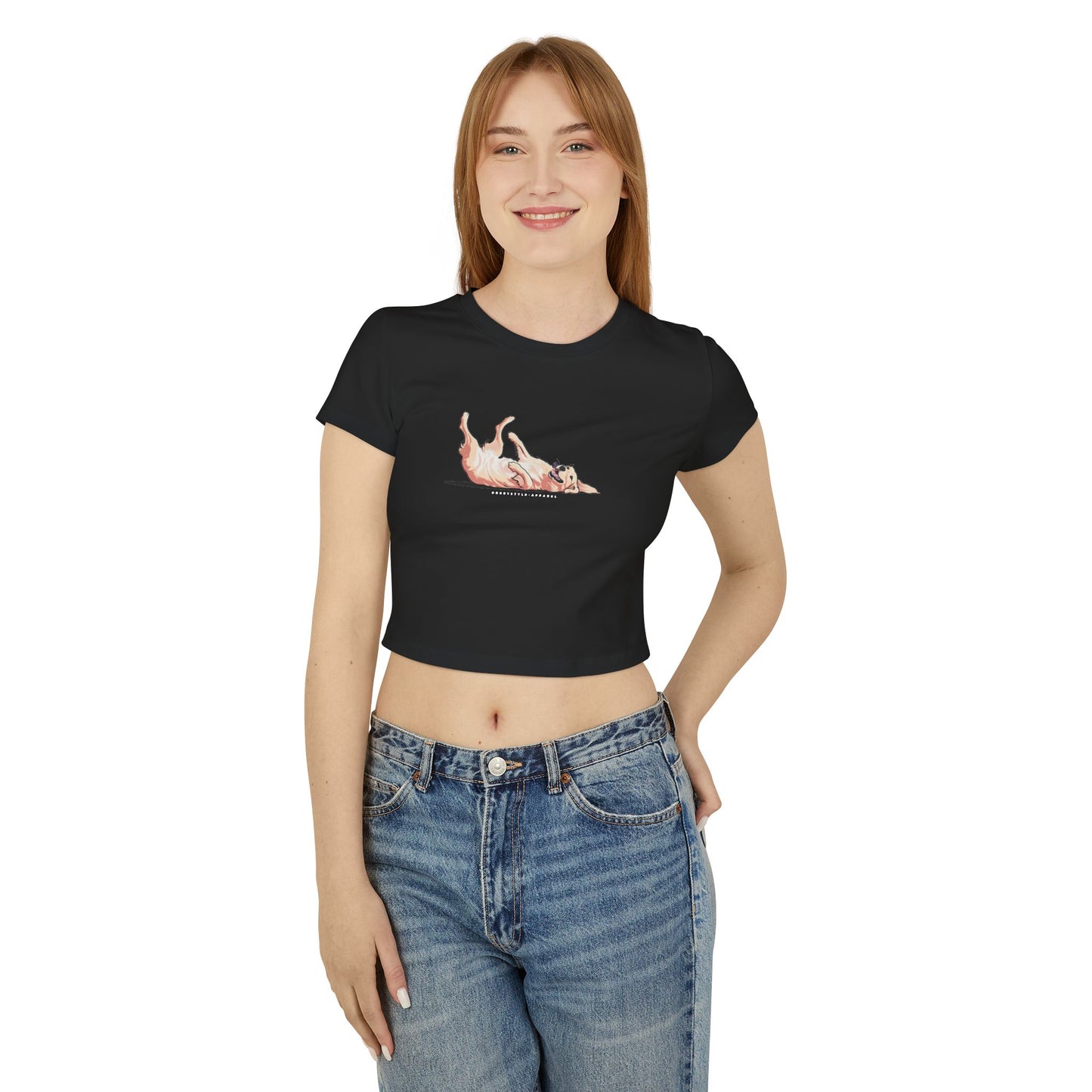 Playful Golden Retriever Crop Tee