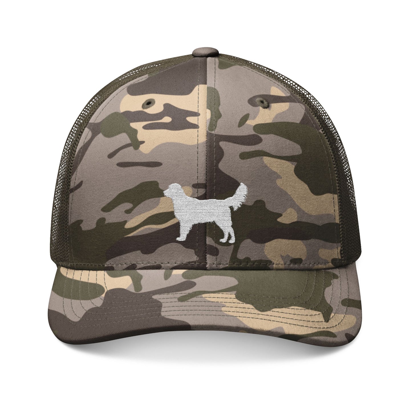 Retriever outline Embroidered Camo Trucker Hat