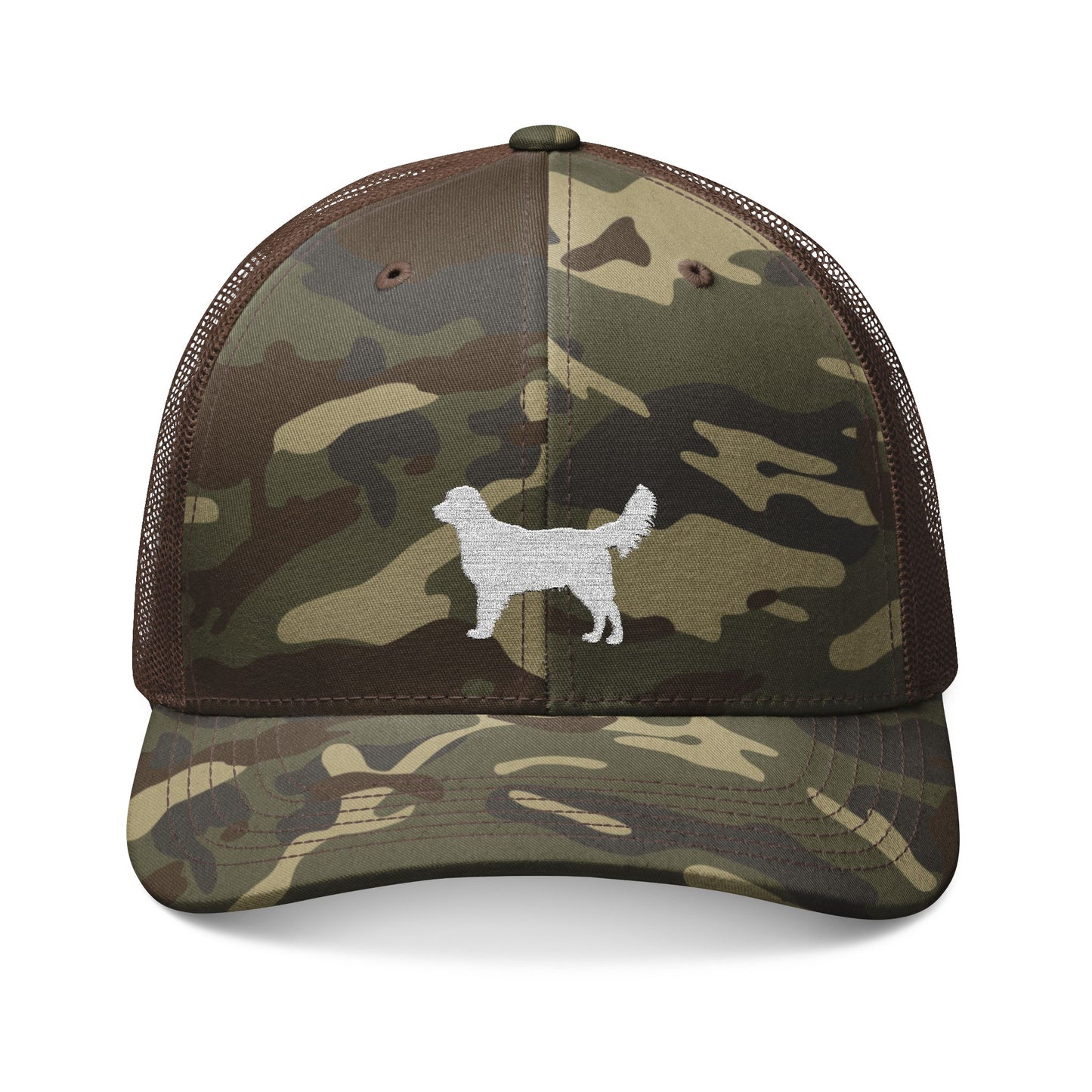 Retriever outline Embroidered Camo Trucker Hat